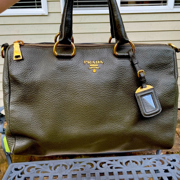 PRADA top handle pebble leather handbag - Picture 2 of 14